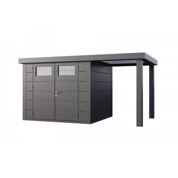 Telluria Abrigo de Jardim Metálico NH6 com Apoio Aberto Pequeno à Direita Antracite (268 x 238) + (168 x 238) Aço Galvanizado