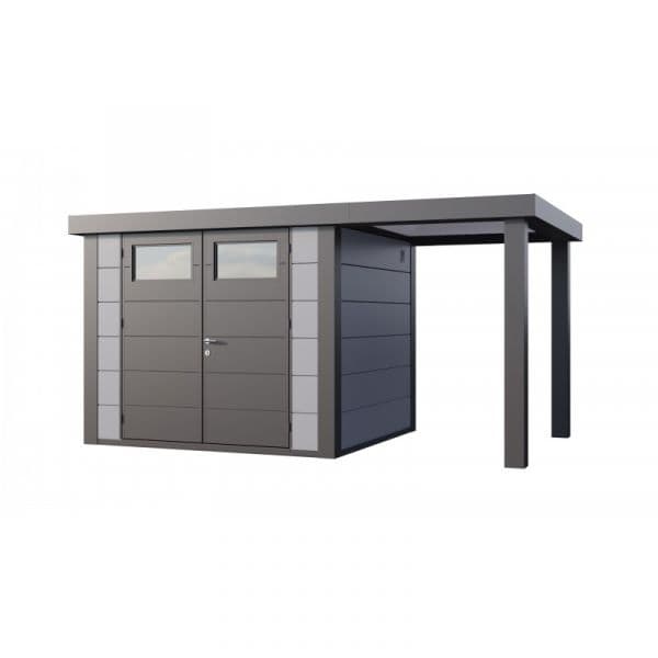 Telluria Abrigo de Jardim Metálico NH6 com Apoio Aberto Pequeno à Direita Cinza Claro (268 x 238) + (168 x 238) Aço Galvanizado