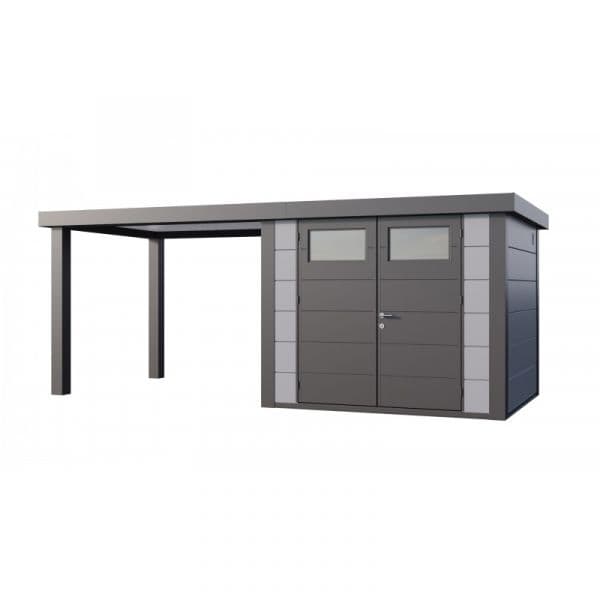 Telluria Abrigo de Jardim Metálico NH6 com Apoio Aberto Grande à Esquerda Cinza Claro (268 x 238) + (284 x 238) Aço Galvanizado