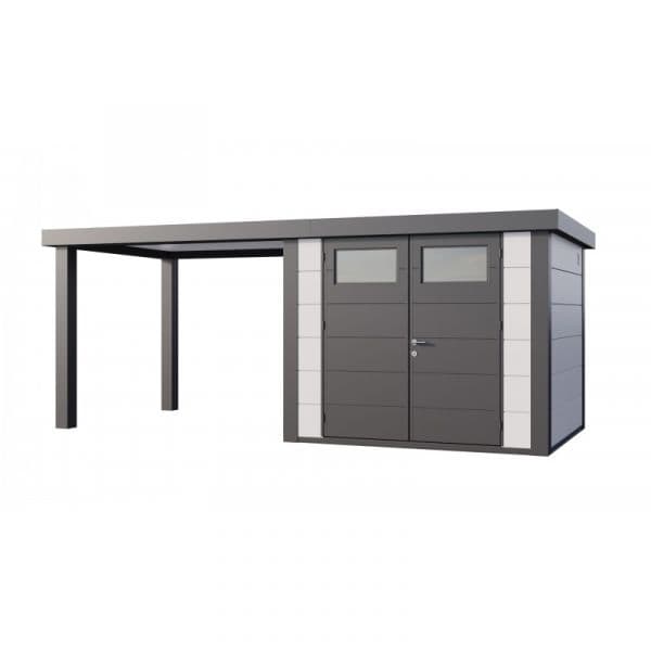 Telluria Abrigo de Jardim Metálico NH6 com Apoio Aberto Grande à Esquerda Branco (268 x 238) + (284 x 238) Aço Galvanizado