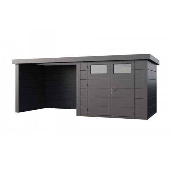Telluria Abrigo de Jardim Metálico NH6 com Apoio à Esquerda Antracite (268 x 238) + (284 x 238) Aço Galvanizado