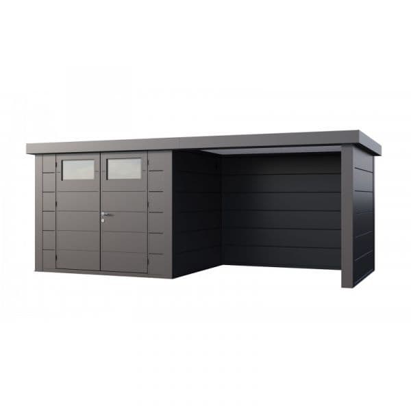Telluria Abrigo de Jardim Metálico NH6 com Apoio à Direita Antracite (268 x 238) + (284 x 238) Aço Galvanizado