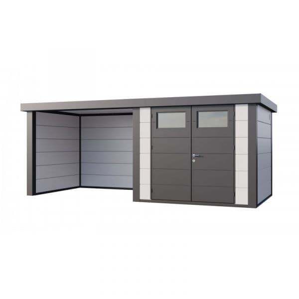 Telluria Abrigo de Jardim Metálico NH6 com Apoio à Esquerda Branco (268 x 238) + (284 x 238) Aço Galvanizado
