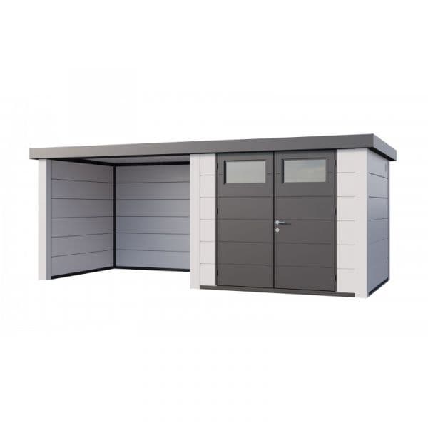 Telluria Abrigo de Jardim Metálico NH6 com Apoio à Esquerda Branco / Branco (268 x 238) + (284 x 238) Aço Galvanizado