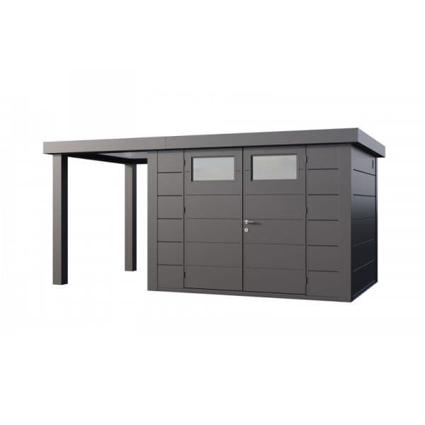 Telluria Abrigo de Jardim Metálico NH7 com Apoio Aberto Pequeno à Esquerda Antracite (298 x 238) + (168 x 238) Aço Galvanizado