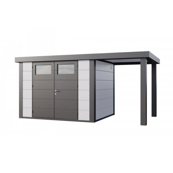 Telluria Abrigo de Jardim Metálico NH7 com Apoio Aberto Pequeno à Direita Branco (298 x 238) + (168 x 238) Aço Galvanizado