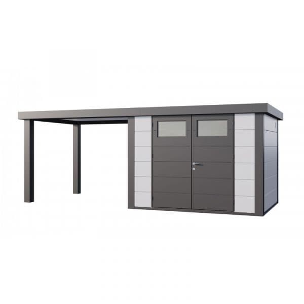 Telluria Abrigo de Jardim Metálico NH7 com Apoio Aberto Grande à Esquerda Branco (298 x 238) + (284 x 238) Aço Galvanizado