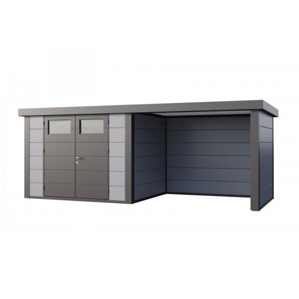 Telluria Abrigo de Jardim Metálico NH7 com Apoio à Direita Cinza Claro (298 x 238) + (284 x 238) Aço Galvanizado