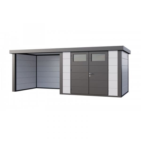 Telluria Abrigo de Jardim Metálico NH7 com Apoio à Esquerda Branco (298 x 238) + (284 x 238) Aço Galvanizado