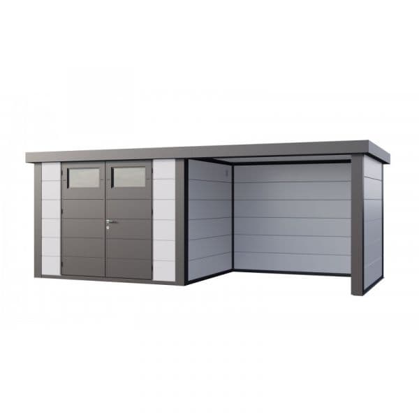 Telluria Abrigo de Jardim Metálico NH7 com Apoio à Direita Branco (298 x 238) + (284 x 238) Aço Galvanizado