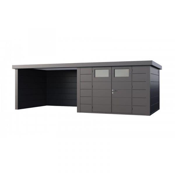 Telluria Abrigo de Jardim Metálico NH8 com Apoio Grande à Esquerda Antracite (298 x 298) + (344 x 298) Aço Galvanizado