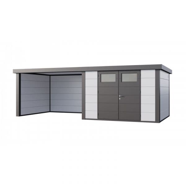 Telluria Abrigo de Jardim Metálico NH8 com Apoio Grande à Esquerda Branco (298 x 298) + (344 x 298) Aço Galvanizado