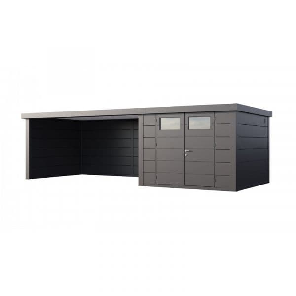 Telluria Abrigo de Jardim Metálico NH8 com Apoio Xl à Esquerda Antracite (298 x 298) + (464 x 298) Aço Galvanizado