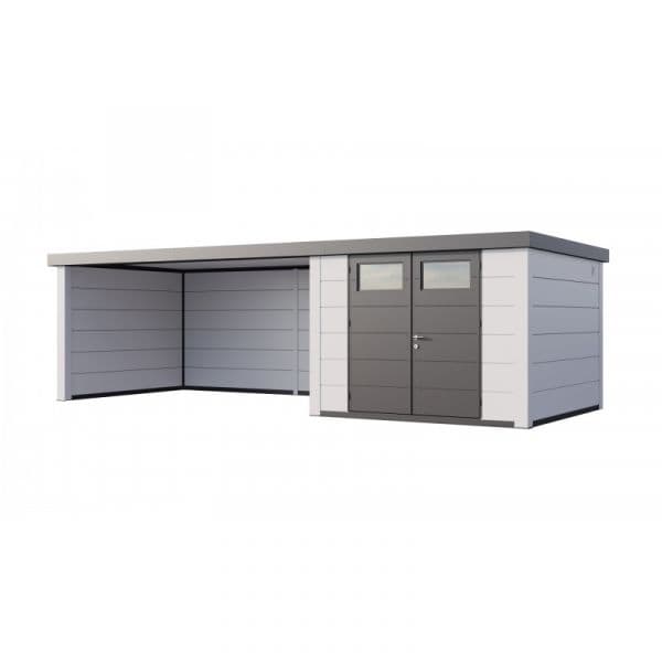 Telluria Abrigo de Jardim Metálico NH8 com Apoio Xl à Esquerda Branco / Branco (298 x 298) + (464 x 298) Aço Galvanizado