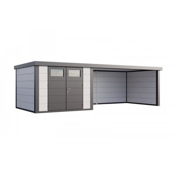 Telluria Abrigo de Jardim Metálico NH8 com Apoio Xl à Direita Branco (298 x 298) + (464 x 298) Aço Galvanizado