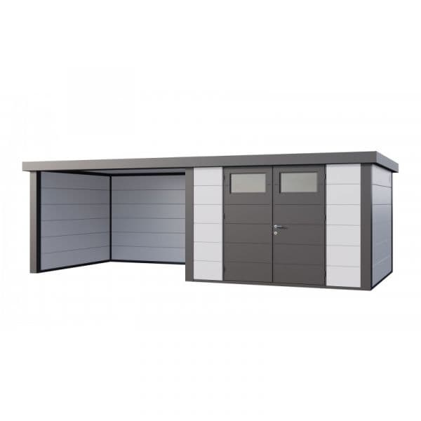 Telluria Abrigo de Jardim Metálico NH9 com Apoio Grande à Esquerda Branco (328 x 298) + (344 x 298) Aço Galvanizado