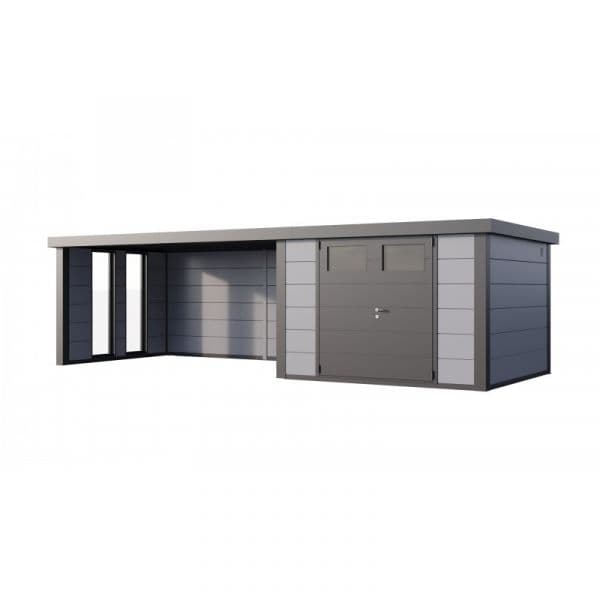 Telluria Abrigo de Jardim Metálico NH9 com Apoio Xl à Esquerda Cinza Claro (328 x 298) + (464 x 298) Aço Galvanizado