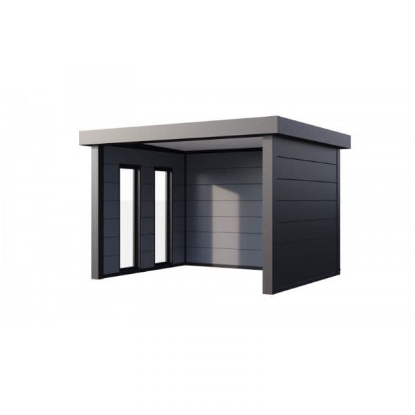 Telluria Apoio de Jardim Metálico NH1 com Janelas Antracite 298 x 358 Aço Galvanizado