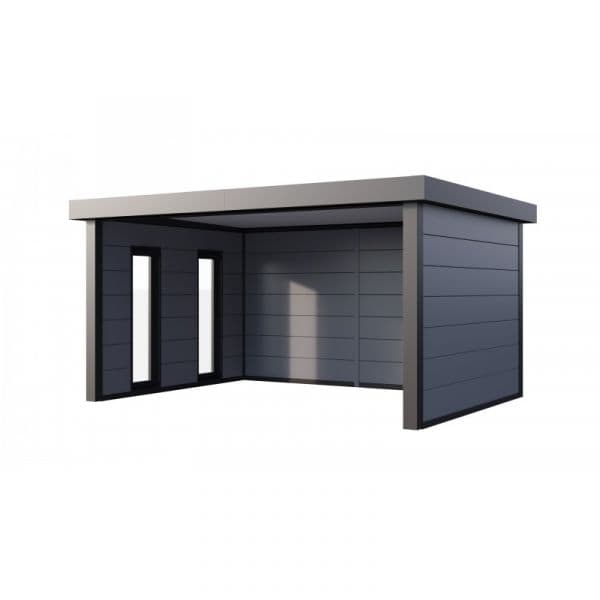 Telluria Apoio de Jardim Metálico NH2 com Janelas Cinza Claro 358 x 478 Aço Galvanizado