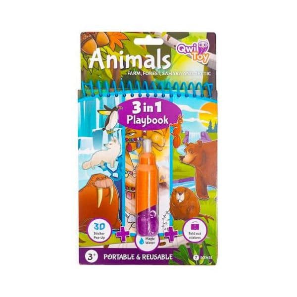 QwiToy Livro de brincar 3in1 Playbook Animals