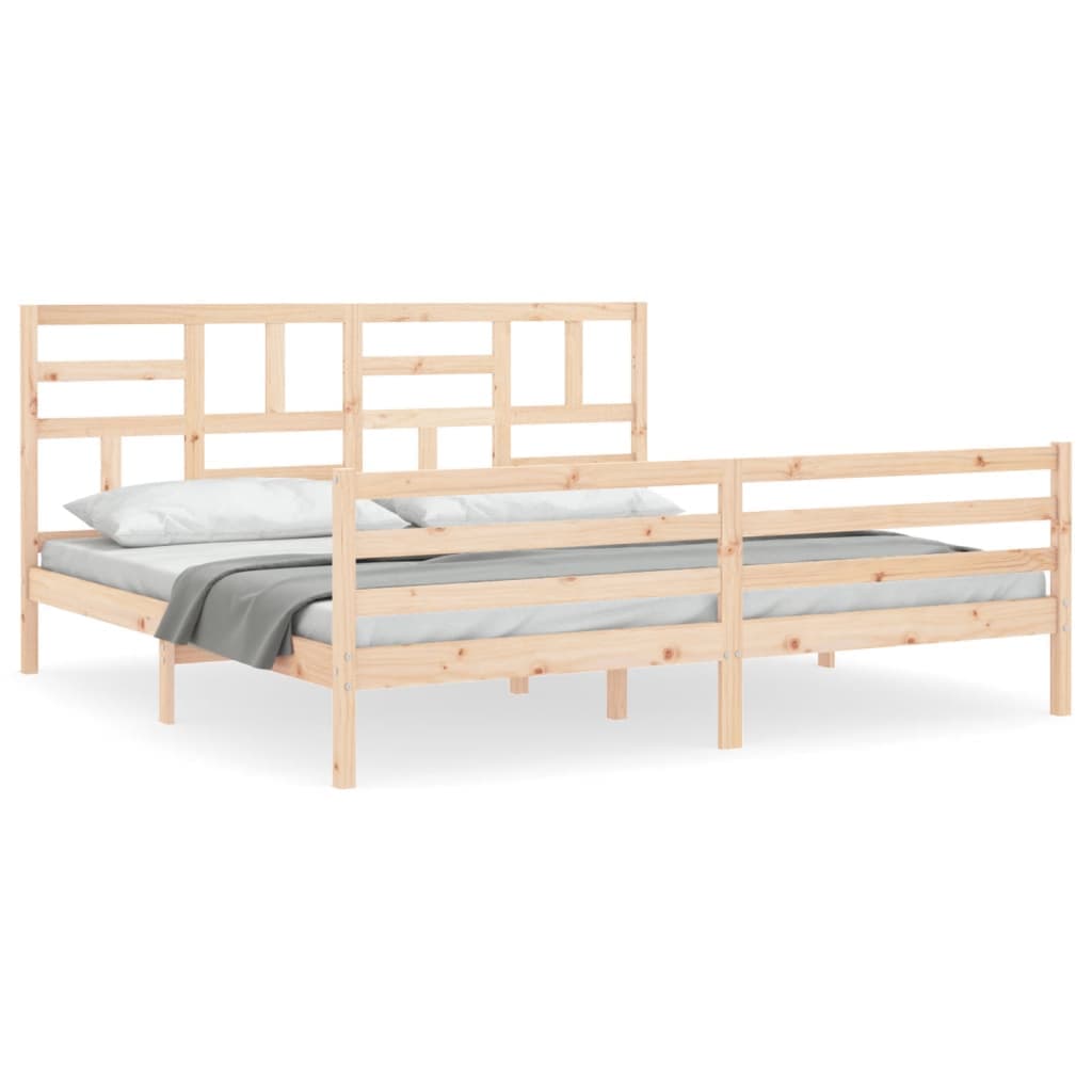 vidaXL Estrutura de cama Super King Size com cabeceira madeira maciça