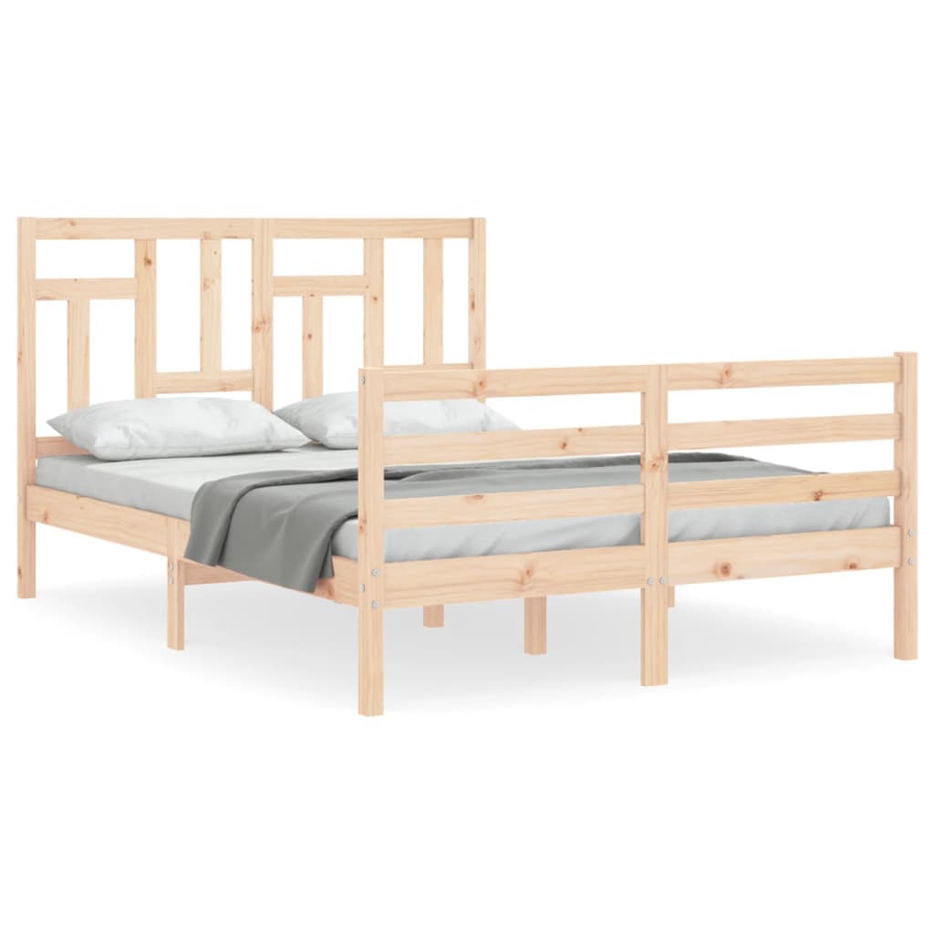 vidaXL Estrutura de cama com cabeceira 140x190 cm madeira maciça