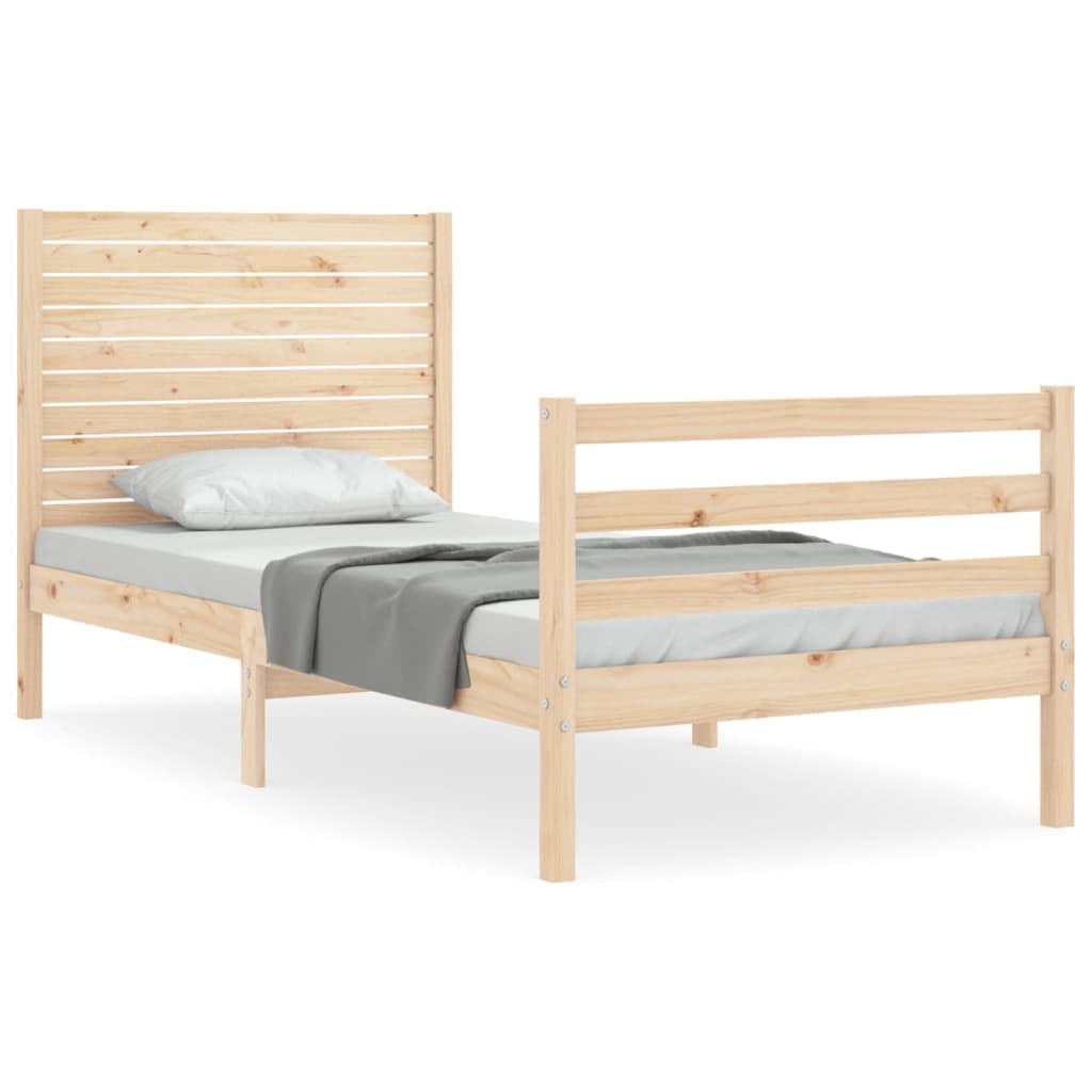 vidaXL Estrutura cama de solteiro c/ cabeceira madeira maciça