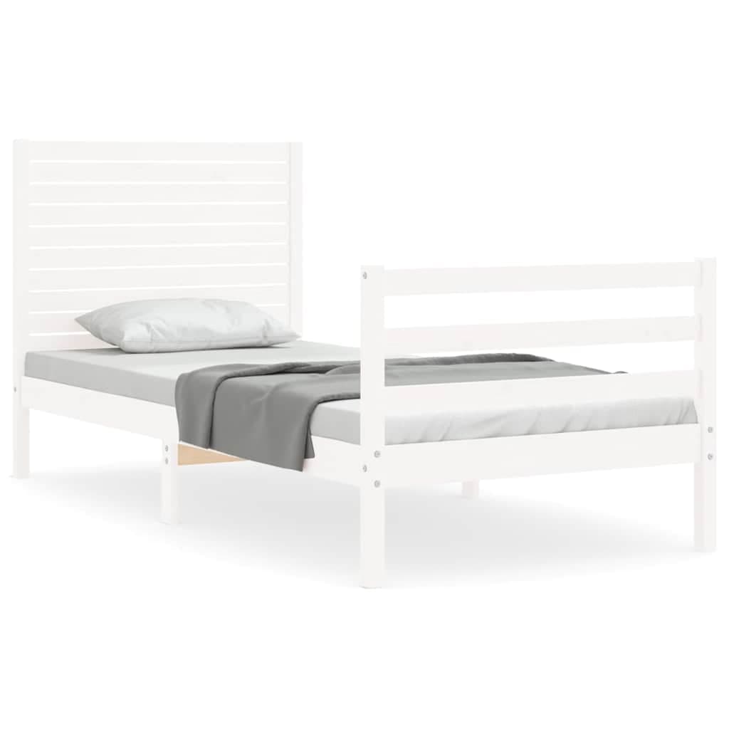 vidaXL Estrutura de cama com cabeceira 90x200 cm madeira maciça