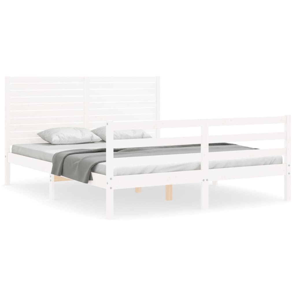 vidaXL Estrutura de cama com cabeceira 160x200 cm madeira maciça