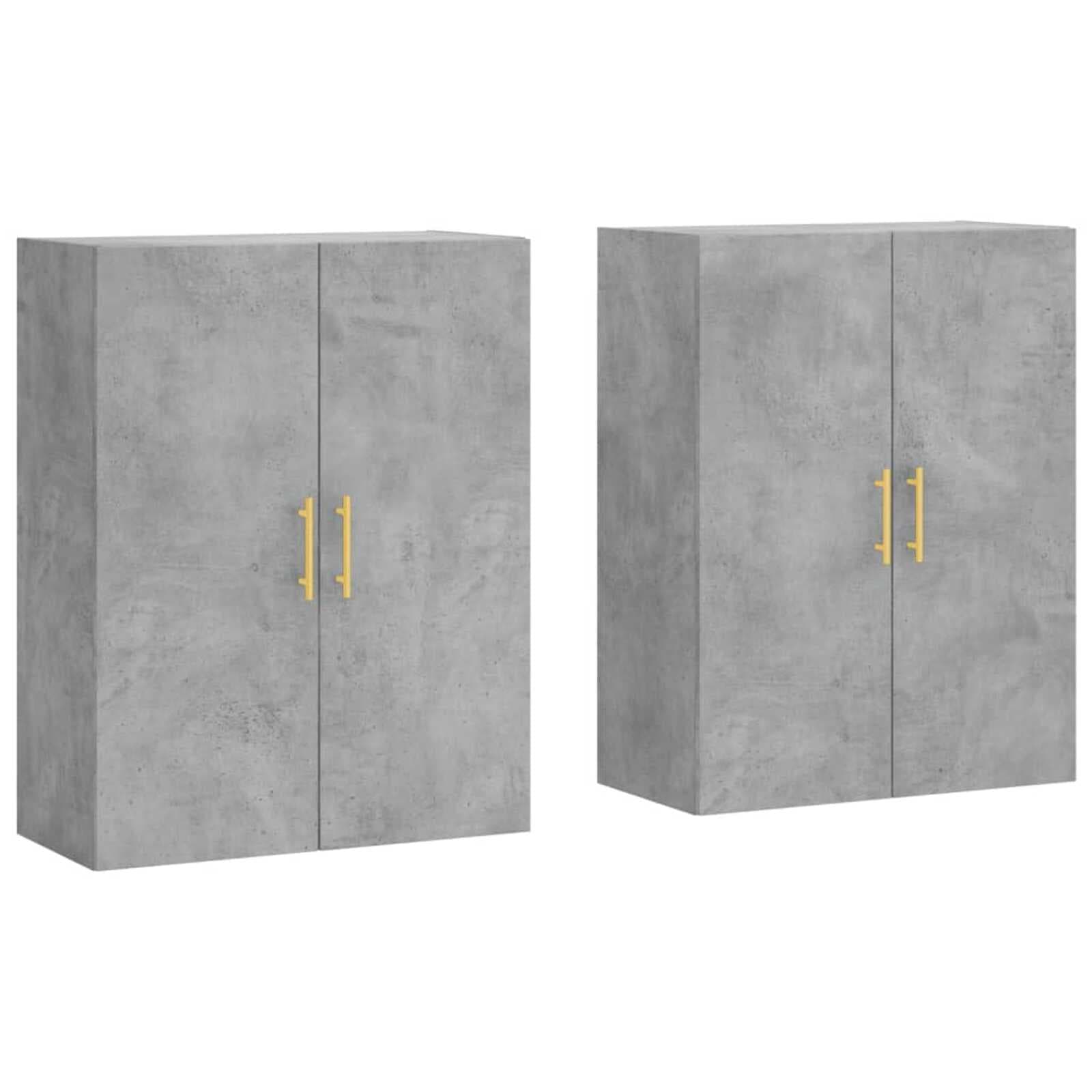 vidaXL Armários de parede 2 pcs 69,5x34x90 cm cinzento cimento