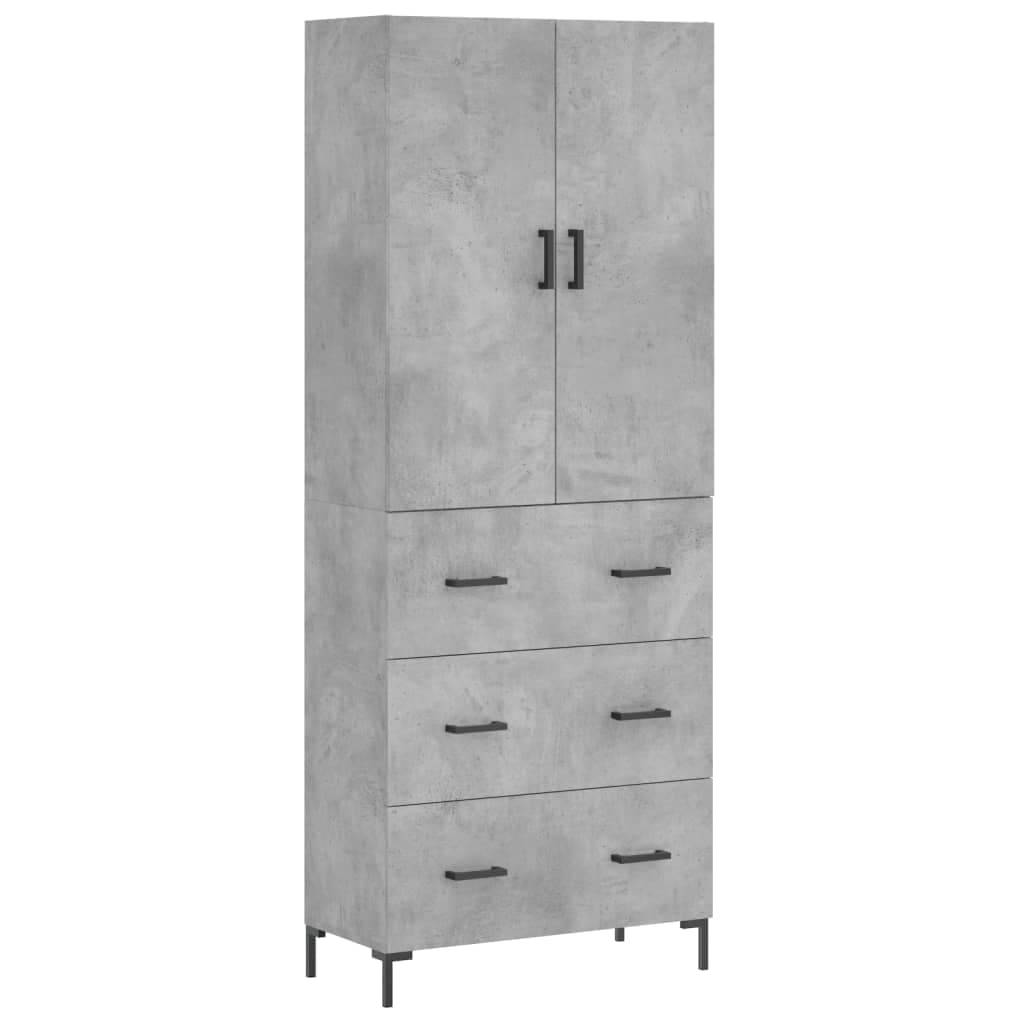 vidaXL Armário alto 69,5x34x180 cm derivados de madeira cinza cimento
