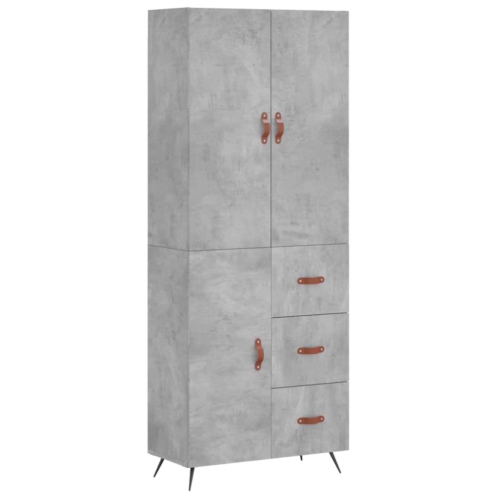 vidaXL Armário alto 69,5x34x180 cm derivados de madeira cinza cimento