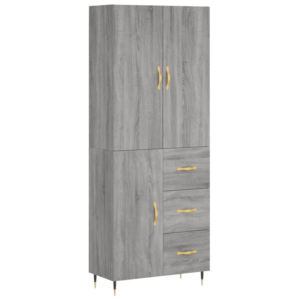 vidaXL Armário alto 69,5x34x180 cm derivados de madeira sonoma cinza