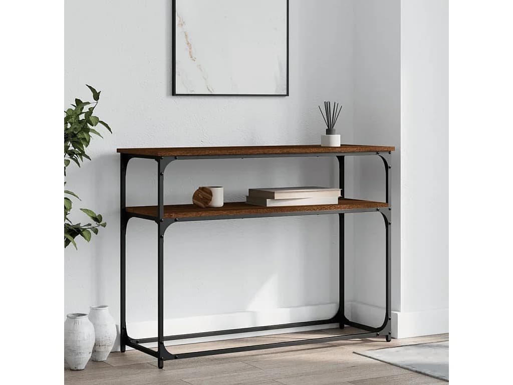 Mesa consola 100x35,5x75 cm derivados madeira carvalho castanho