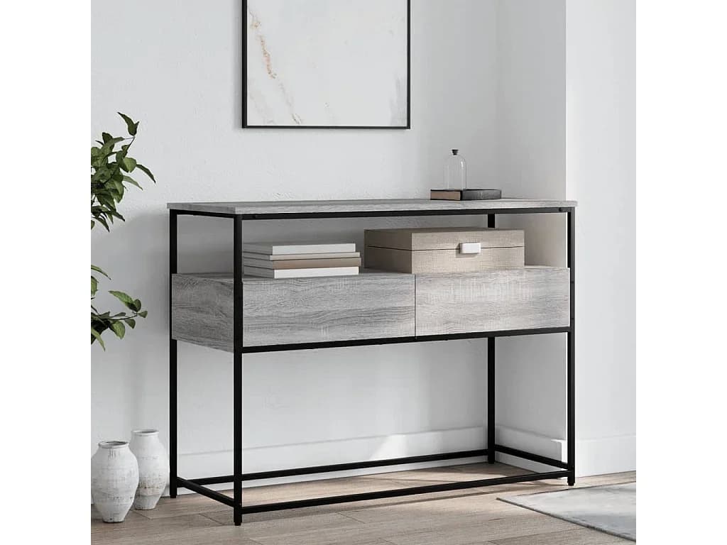 Mesa consola 100x40x75 cm derivados de madeira cinzento sonoma