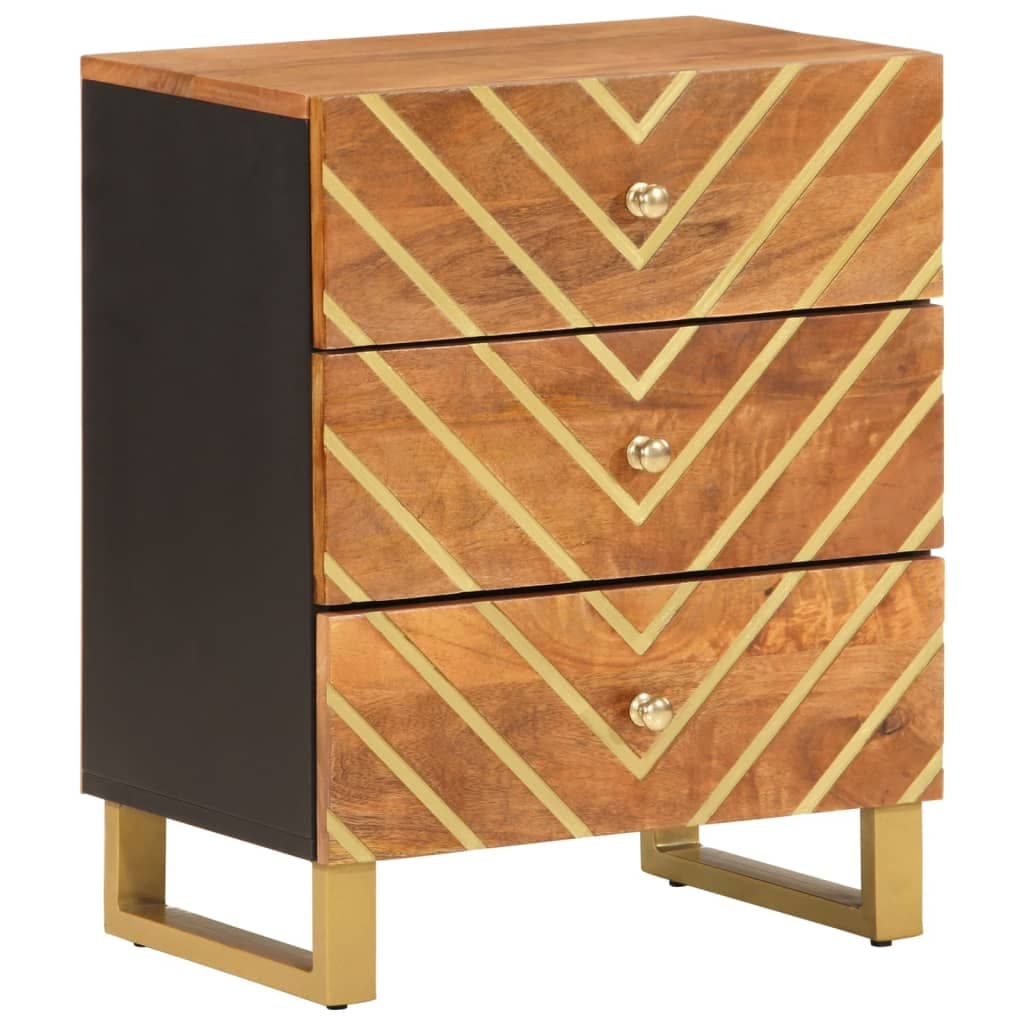 vidaXL Mesa de cabeceira 50x33x60 cm mangueira maciça castanho e preto