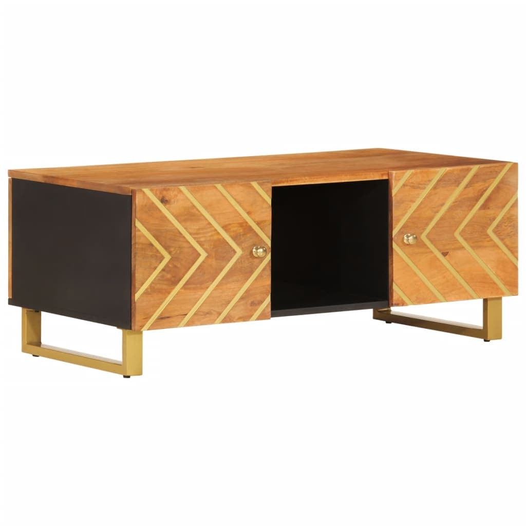 vidaXL Mesa de centro 100x54x40 cm mangueira maciça castanho e preto