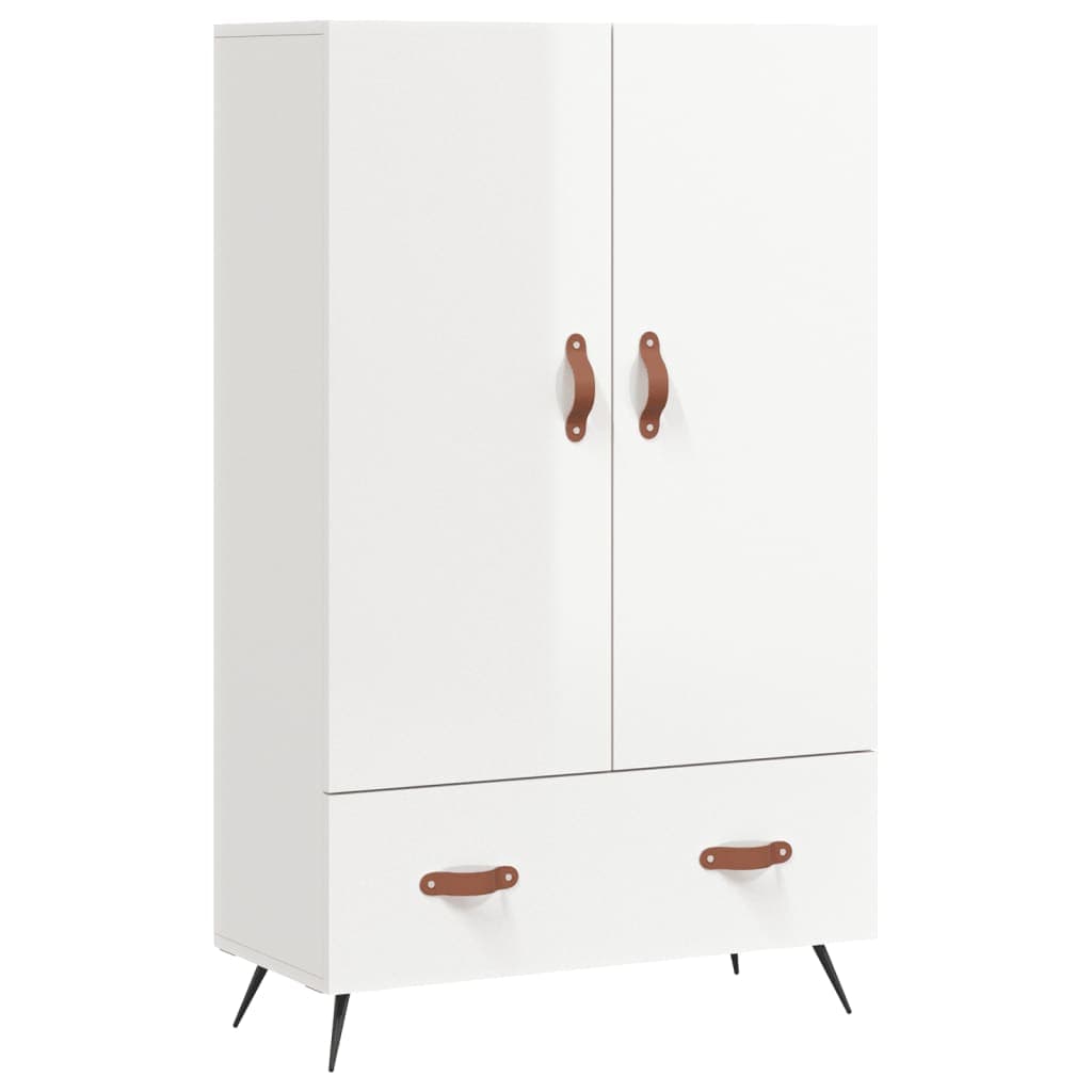 vidaXL Aparador alto 69,5x31x115 cm derivados madeira branco brilhante