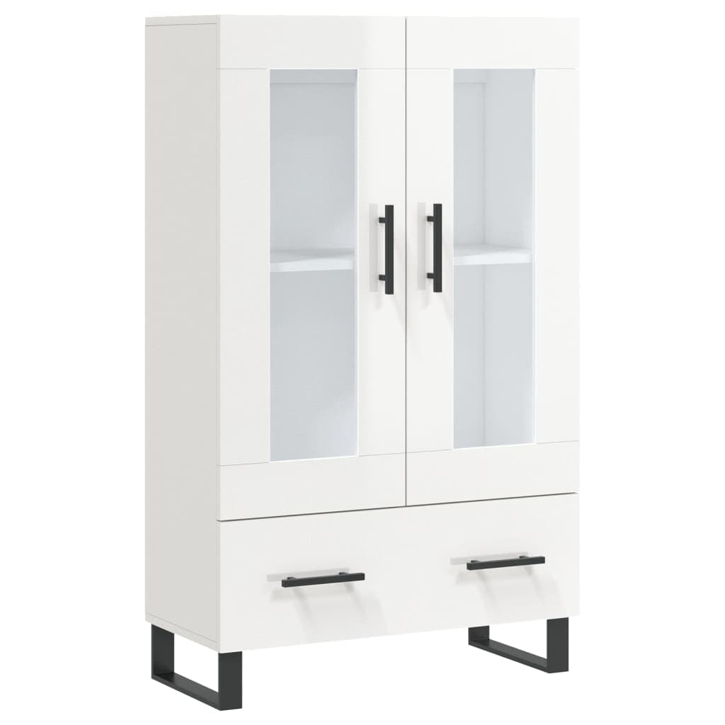 vidaXL Aparador alto 69,5x31x115 cm derivados madeira branco brilhante