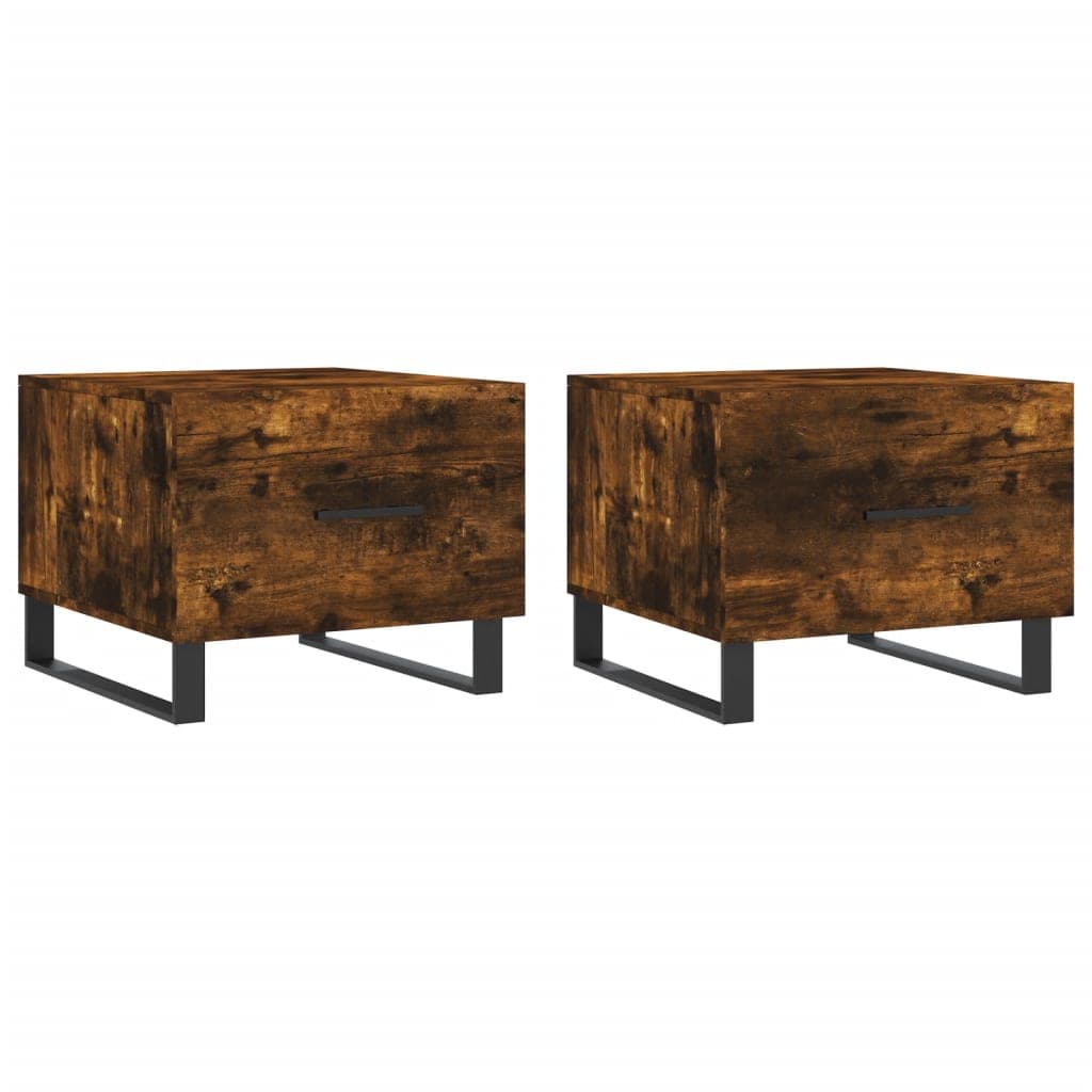 vidaXL Mesa centro 2 pcs 50x50x40 cm madeira processada cor fumado