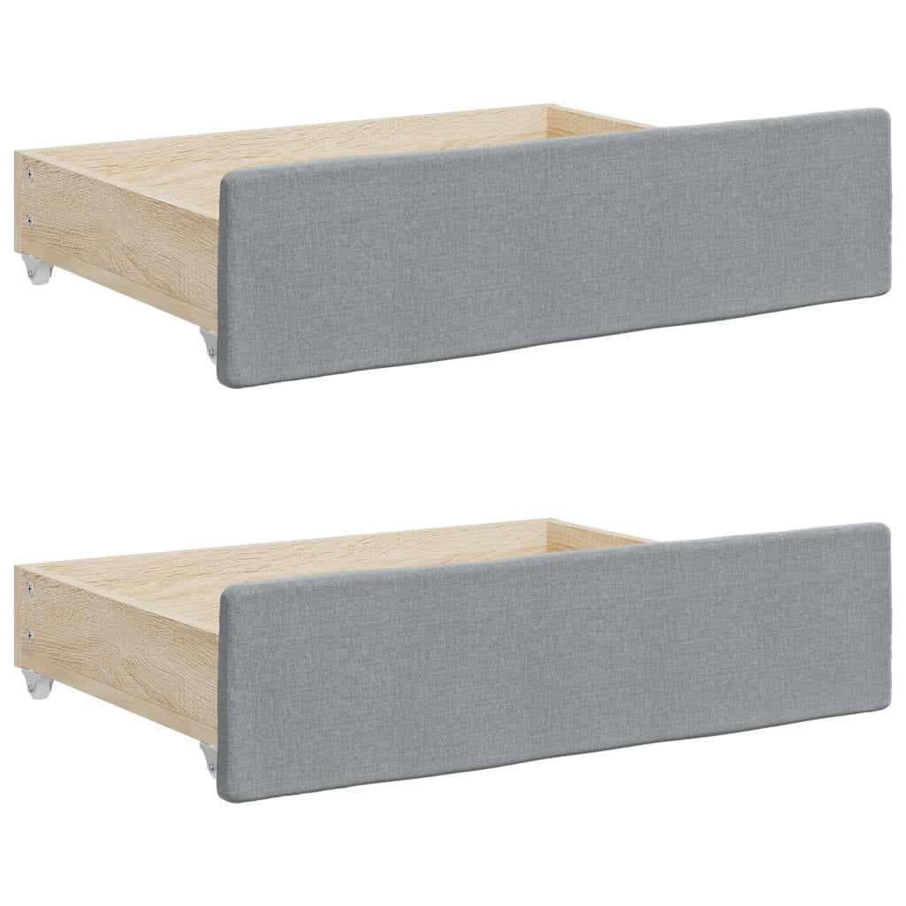 vidaXL Gavetas de cama 2 pcs derivados de madeira e tecido cinza-claro