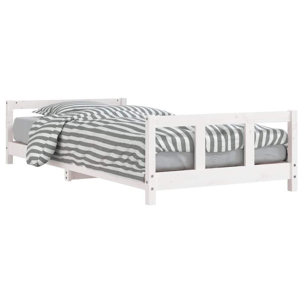 vidaXL Estrutura de cama infantil 90x190 cm pinho maciço branco