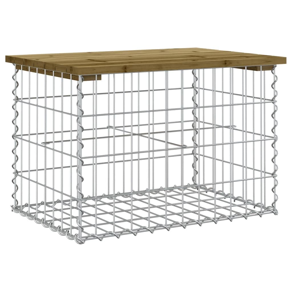 vidaXL Banco de jardim c/ design gabião 63x44x42 cm pinho impregnado