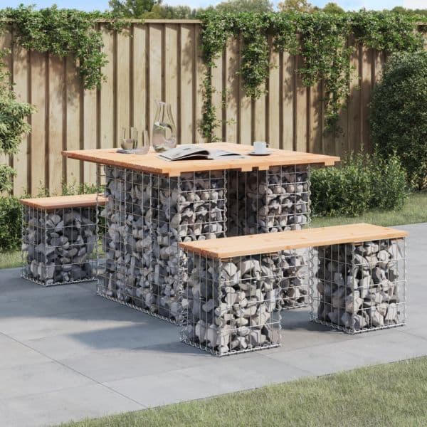 vidaXL Banco de Jardim C/ Design Gabião 100x102x72 cm Pinho Maciço