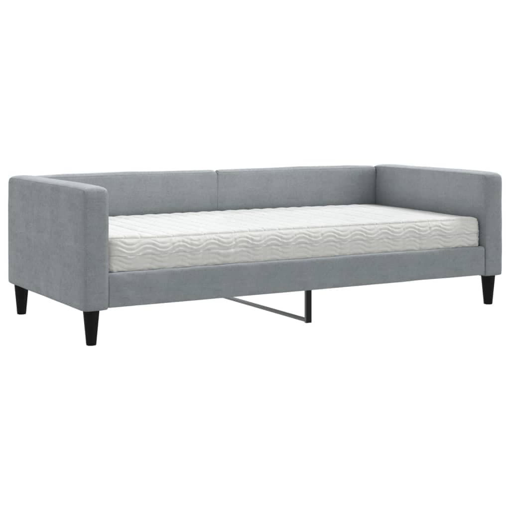 vidaXL Sofá-cama com Colchão 90x200 cm Tecido Cinzento-claro - 3771801087
