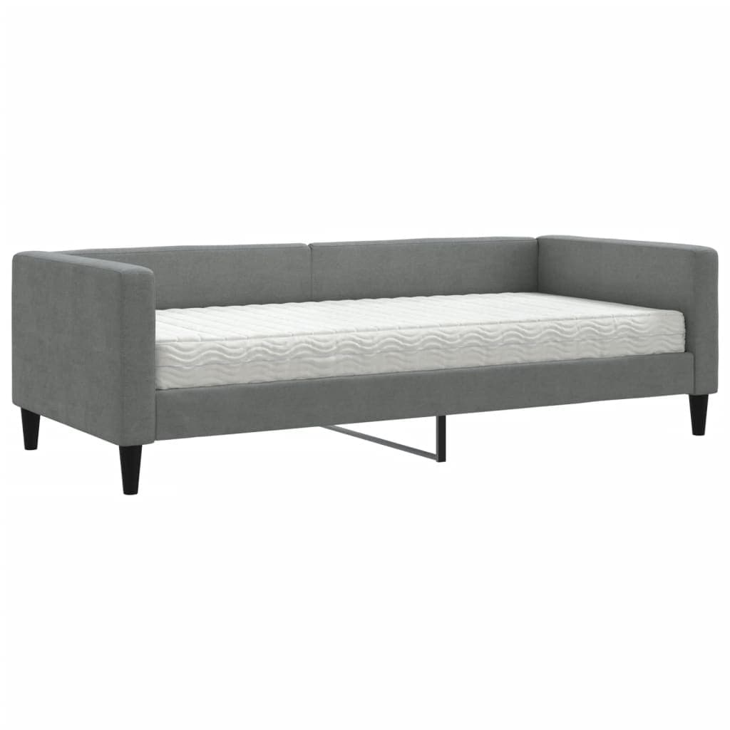 vidaXL Sofá-cama com colchão 90x200 cm tecido cinzento-escuro