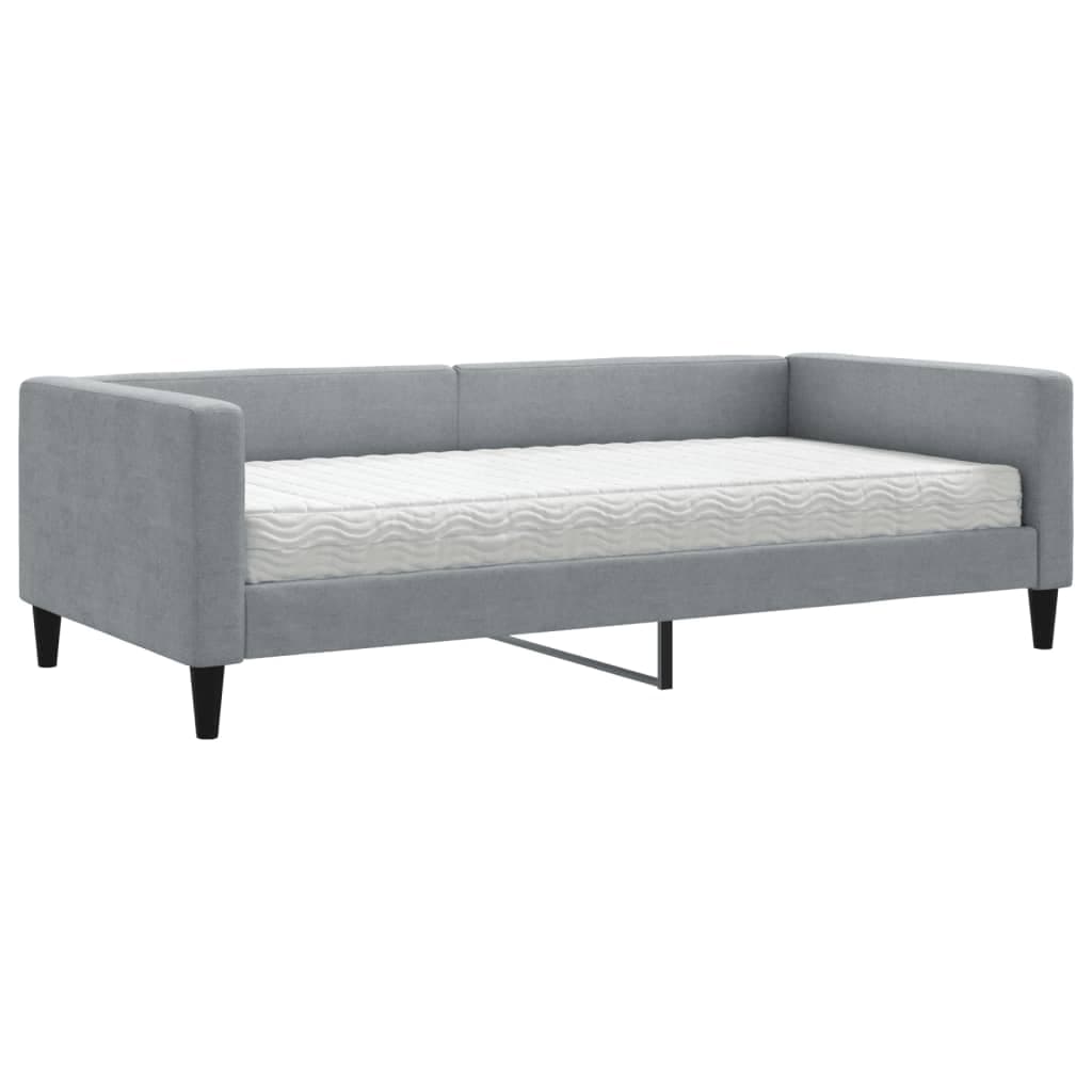 vidaXL Sofá-cama com colchão 100x200 cm tecido cinzento-claro