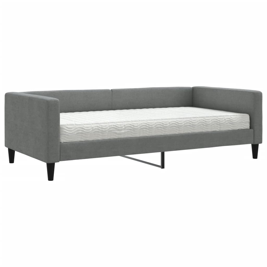 vidaXL Sofá-cama com colchão 100x200 cm tecido cinzento-escuro