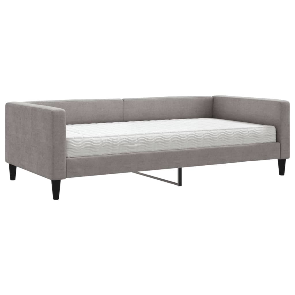 vidaXL Sofá-cama com colchão 100x200 cm tecido cinzento-acastanhado