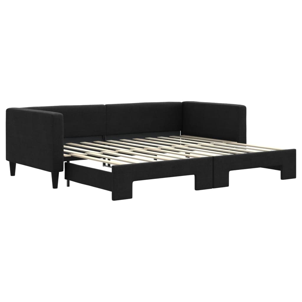 vidaXL Sofá-cama com gavetão 90x200 cm tecido preto